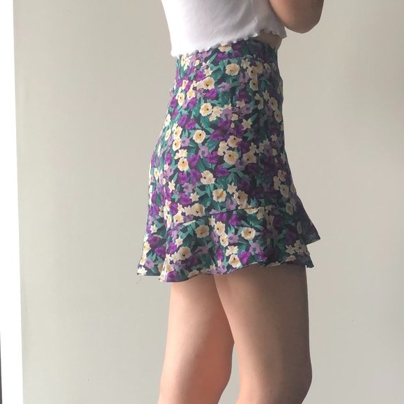 Purple Multi Floral Print Ruffled Skort - Picture 3 of 4